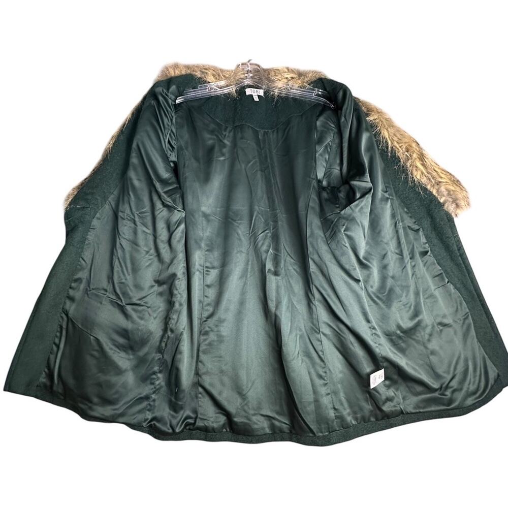 Tobi Wool Blend Faux Fur Collar Coat Forest Green Women M - Picture 5 of 15